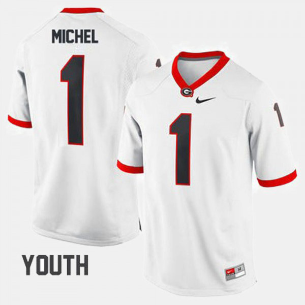 Youth #1 Sony Michel Georgia Bulldogs College Football Jersey - White